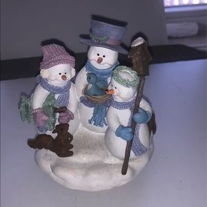 Home Interiors Christmas Snowman Family Candle Jar Topper